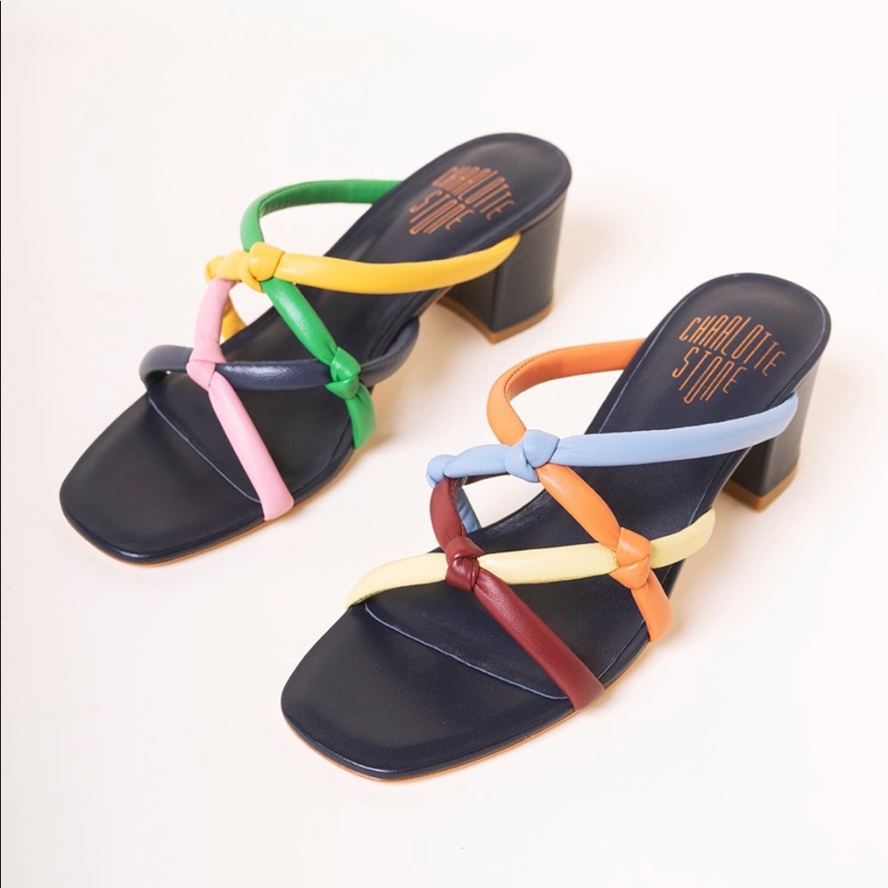 Charlotte Stone PAOLA mules, colorful, size 7. NEVER WORN. Comes with dustbag